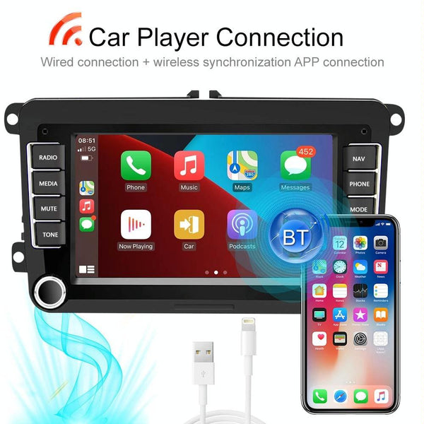 A3040 For Volkswagen 7-inch 2+32G Android Car Navigation Central Control Large Screen Player With Wireless CarPlay, Style:Standard+4Lights Camera