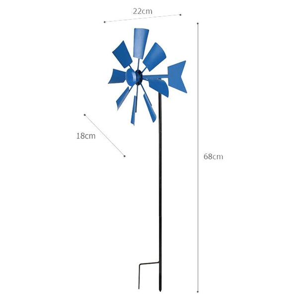 Landscape Craft Rotating Windmill Ornament Outdoor Rustic Garden Decoration Inserts(Blue)