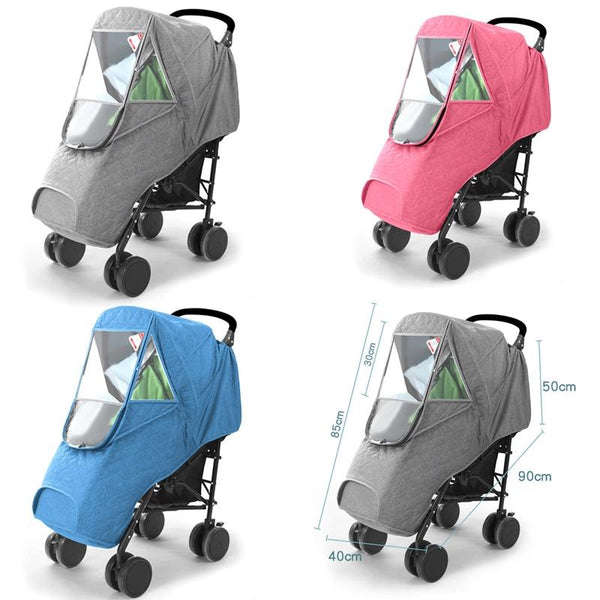 Autumn And Winter Warm Thickened With Velvet Baby Stroller Weatherproof Cover(Dark Gray)