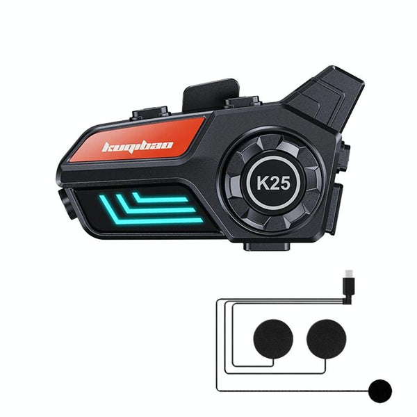 KUQIBAO Motorcycle Helmet Waterproof Bluetooth Headset With Light(Soft Microphone)