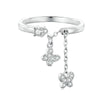 BSR349 Sterling Silver S925 Butterfly Chain Open Zircon Plated Gold Ring