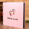 Wooden Cover Baby Growth Commemorative Album Creative Manual Paste Album Book(Pink Little Feet)
