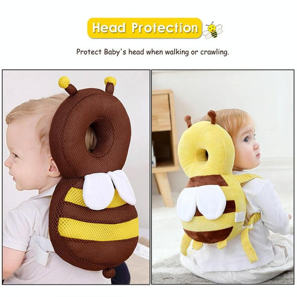 Big Brown Plush Bee Pattern Shockproof Head Pad for Baby Children Waliking