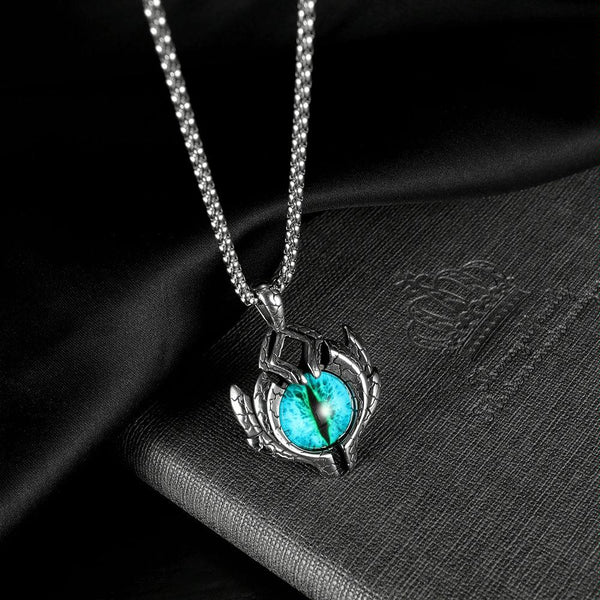 1926 Retro Demon Eyes Men Titanium Steel Necklace, Style: Pendant+3x55cm Matching Chain