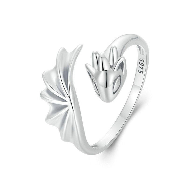 S925 Sterling Silver Flying Dragon Open Adjustable Ring(SCR1017-E)