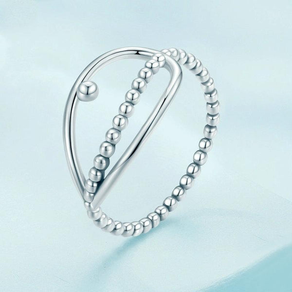 SCR905 S925 Sterling Silver Fake Three Layers Round Peas Ring(No.8)