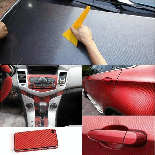 Car Decorative 3D Carbon Fiber PVC Sticker, Size: 127cm x 50cm(Red)