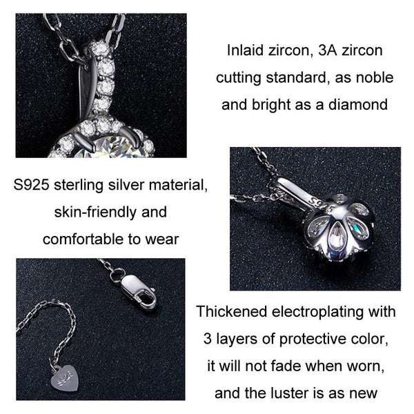 MSN007 Sterling Silver S925 White Gold Plated Zircon Moissanite Necklace