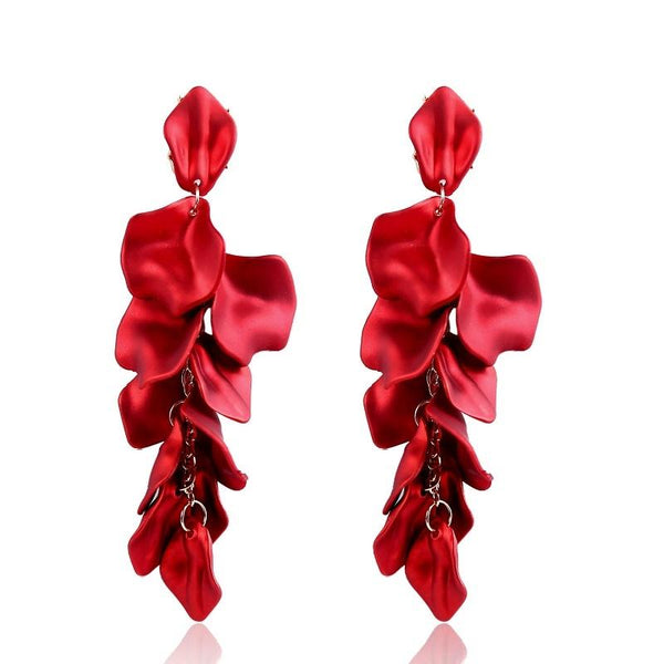 Long Exaggerated Fabric Art Handmade Petal Earrings, Color: E1910-1 8 Long Models