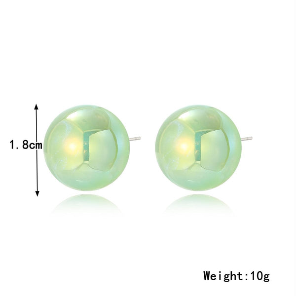 E2209-10 Green Round Beads Stud Earrings Jewelry