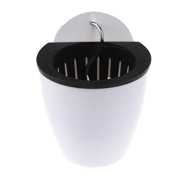 Self-Watering Planter Grow Plants Lazy Flower Pots Wall-hanging Round Resin Plastic Flower Pots, Size: 13x8.5x13cm(White)
