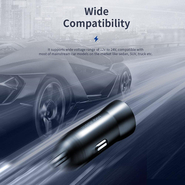 ROCK H8 12W 2.4A Output Dual USB Smart Car Charger (Black)