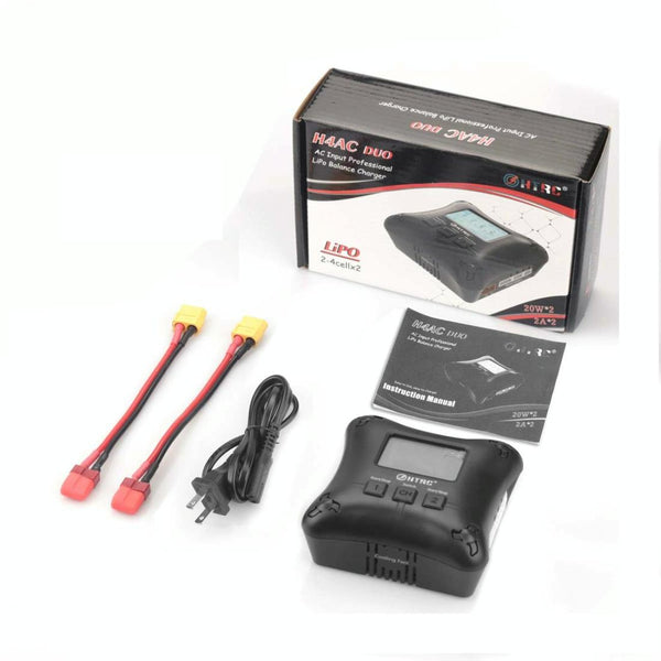 HTRC H4AC DUO Model Airplane Lithium Battery Charger Electric Toy Charger with AC, US Plug