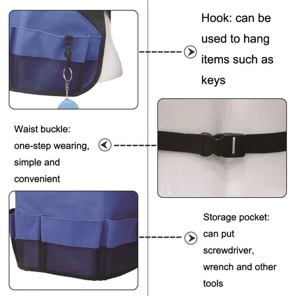 Multi Pocket Tool Apron Blue Garden Gardening Apron(Black+Blue)