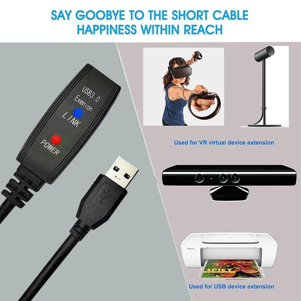 USB 3.0 Male to Female Super Speed Extension Cable, Length:10m