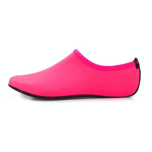 Non-slip Plastic Grain Texture Thick Cloth Sole Solid Color Diving Shoes and Socks, One Pair(Rose Red)
