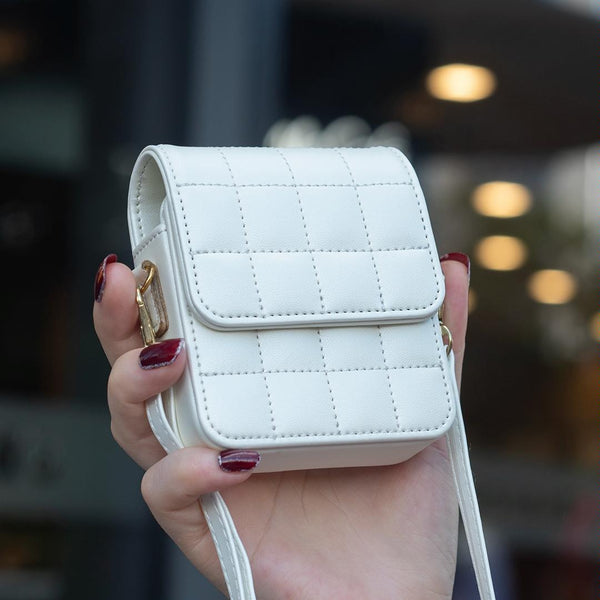 For Samsung Galaxy Z Flip6 BFB04 Plaid Crossbody Fold Phone Bag(White)