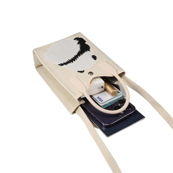 Panda Knitted Mini Crossbody Phone Bag For 6.9 inch and Below Phones(White)