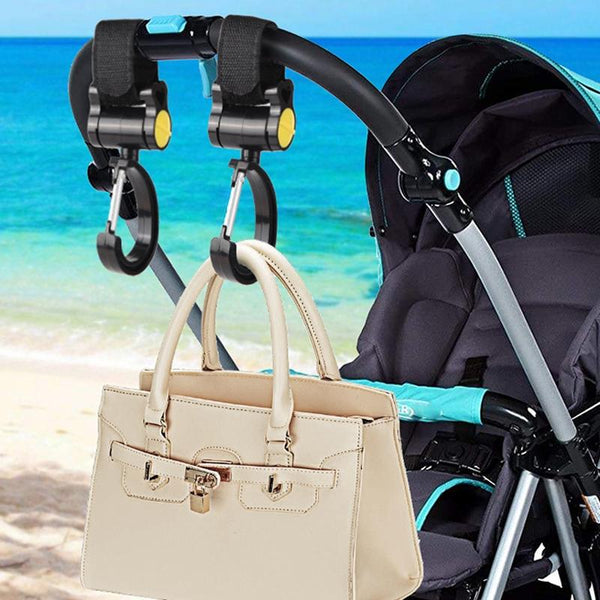 2pcs Universal Baby Stroller Hooks Accessories 360 Degree Sticky Hooks(Yellow)