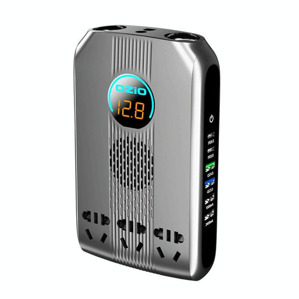 Ozio K30-G 12V 300W Smart Car Pure Sine Wave LED Digital Display Power Inverter Converter, Sedan Version(Black)
