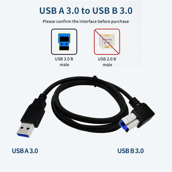 JUNSUNMAY USB 3.0 A Male to USB 3.0 B Male Adapter Cable Cord 1.6ft/0.5M for Docking Station, External Hard Drivers, Scanner, Printer and More(Right)