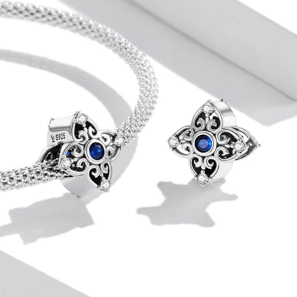 S925 Sterling Silver Retro Flower Texture Beads DIY Bracelet Necklace Accessories