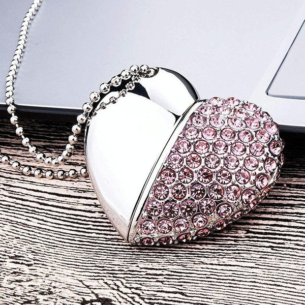 Heart Shaped Diamond Jewelry USB Flash Disk, Special for Valentines Day Gifts (8GB)