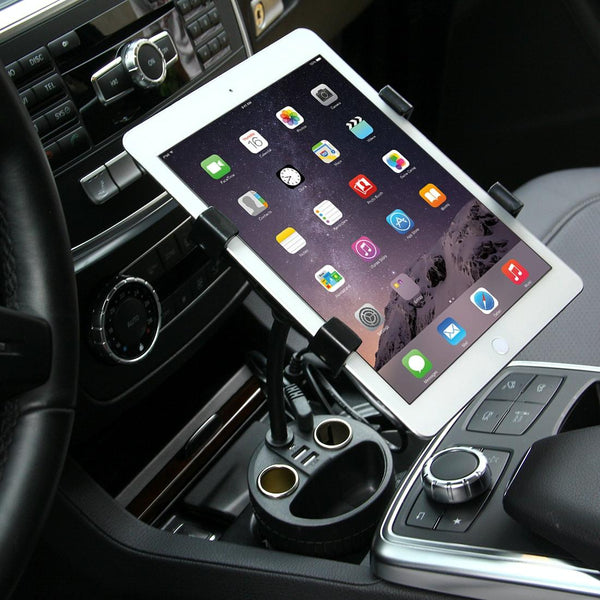 Olesson 2 in 1 Car Charger Cup Holder PowerCup Phone / Tablet Holder + 2.1A / 1A Dual-USB Ports Car Cigarette Lighter Socket Car Charger