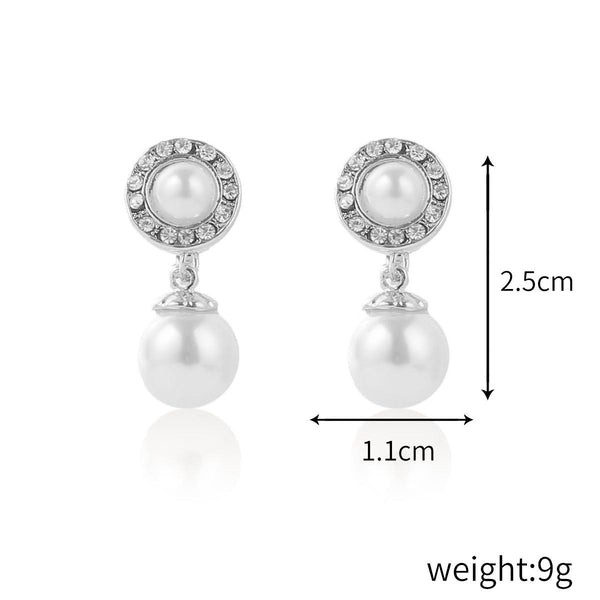 1201 Long Silver Baroque Earrings Pearl Ear Clip Women Without Ear Piercing