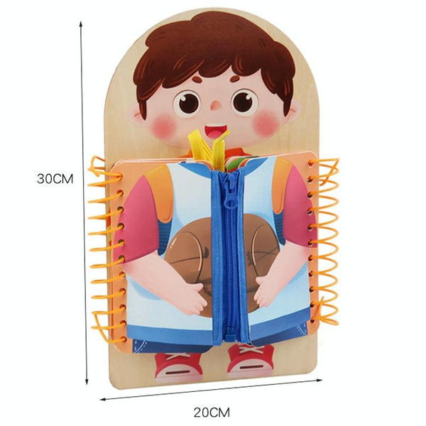 Children Wooden Multi-layer Practice Dressing Board Montessori Early Learning Educational Toy(Girl Model)