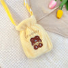 Plush Embroidery Washable Can Be Crossbody Water-Filled Warm Water Bag Yellow Bear+Strap
