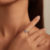 BSR338 Sterling Silver S925 White Gold Plated Blue Heart Deer Zirconia Ring(No.8)