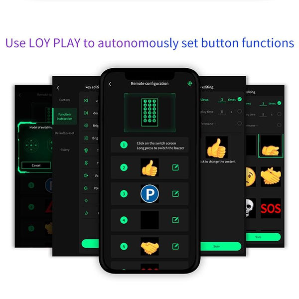 HI.GROOM Car LED Customized Pixel Emoji Lights Bluetooth Remote Control Interactive AI Screen, Style: With Remote Control