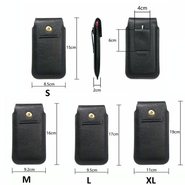 Mobile Phone Leather Waist Bag Holster Pouch M 6.5 Inch Black
