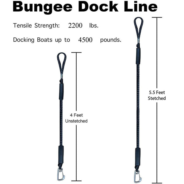 Pier Stainless Steel Clamp Boat Rope Accessories PWC Built-In Buffer Kayak Mooring Cable(Black)