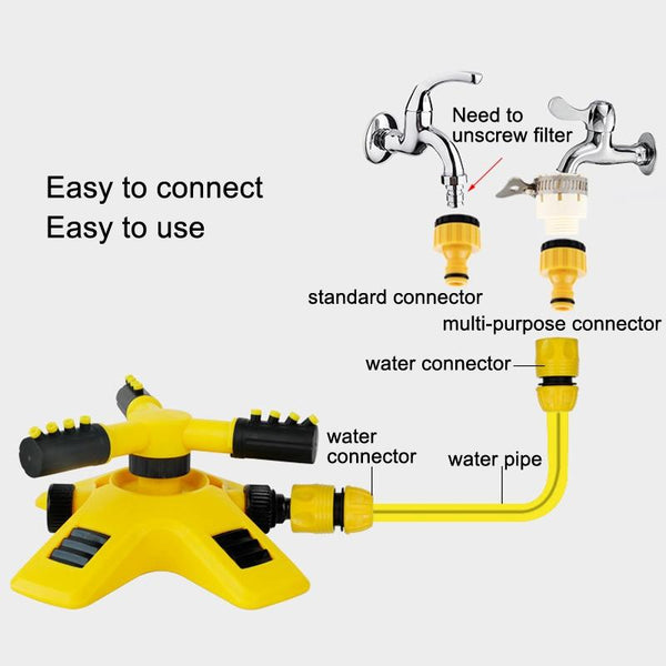 360 Degrees Rotating Watering Device, Style: With 4 PCS 6-point Connector and 10m 6-point Tube