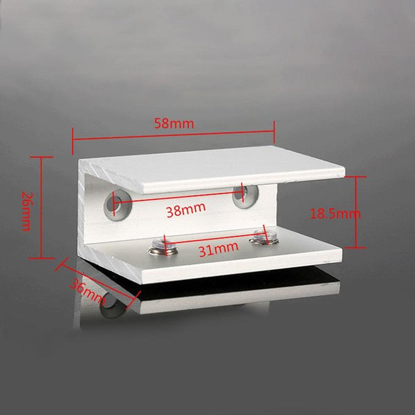 Double Hole Aluminum Alloy Glass Fixing Clip, L, 18mm