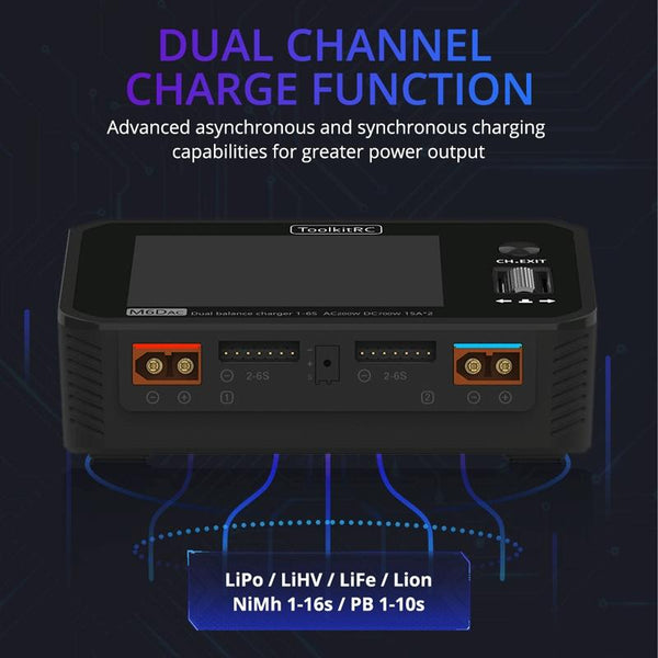 ToolkitRC M6DAC Dual Way Aeromodelling Drone Li-Po Battery Balance Charger(EU Plug)