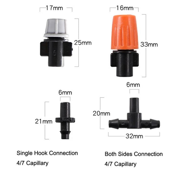 20pcs TF-118 Gardening Irrigation Drip Irrigation System Set Accessories Four Base Spray Head (Orange)
