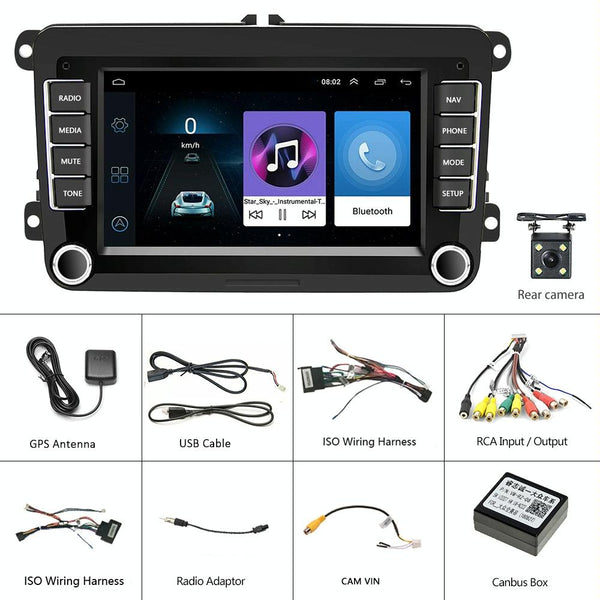 A3040 For Volkswagen 7-inch 2+32G Android Car Navigation Central Control Large Screen Player With Wireless CarPlay, Style:Standard+4Lights Camera