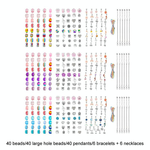 132pcs/sets Pink+Purple Children DIY Beaded Bracelet Double Layer Jewelry Box Set