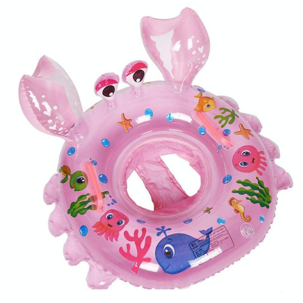 Crab Shape Baby Swimming Ring Sitting Ring Inflatable Float Ring(Pink)