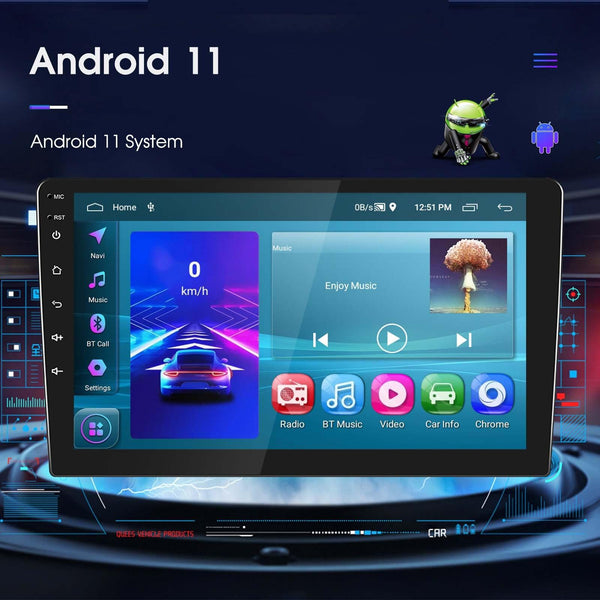 A3196 10 Inch Car Android Large Screen Navigation Central Control Screen 2+64G Player with CarPlay, Style:Standard+4Lights Camera