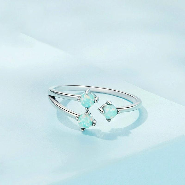 SCR899 Sterling Silver S925 Fantasy Opal Open Ring(Open Adjustable)