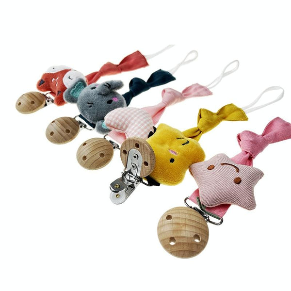 Animal Head Pacifier Chain Newborn Pacifier Clip, Style: Pink Stars