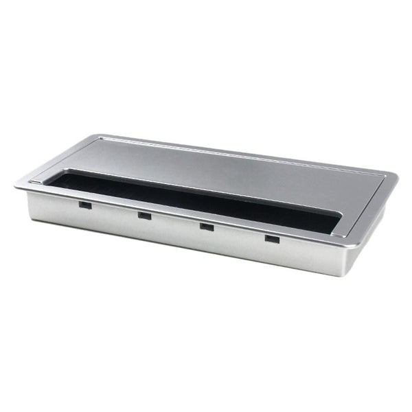 ABS Table Rectangle Wire Hole Cover Outlet Port With Brush PC Desk Cable Organizer, Size: 100x200mm Silver