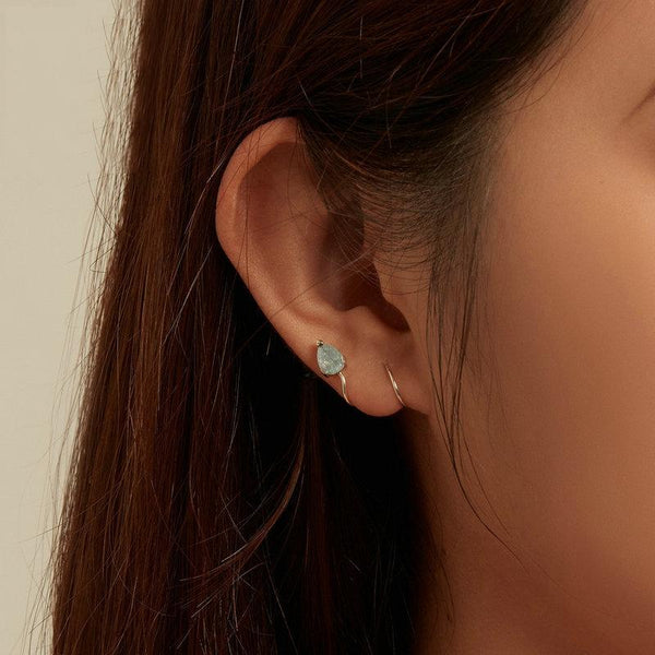 BSE755 Sterling Silver S925 Water Drop Ice Flower Zirconia Surround Earrings