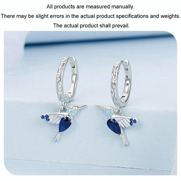 S925 Sterling Silver Platinum Plated Opal Hummingbird Women Earrings(BSE985)