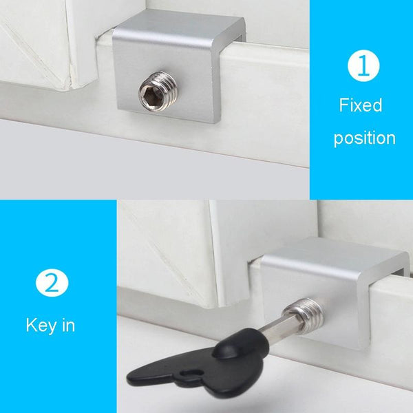 Child Safety Protection Screen Window Limiter Sliding Door Latch With Key, Model: Ordinary Model+L Shaped Key