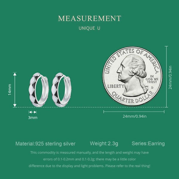SCE1611-BK Sterling Silver S925 White Gold Plated Fashion Rhombus Earrings(Black)